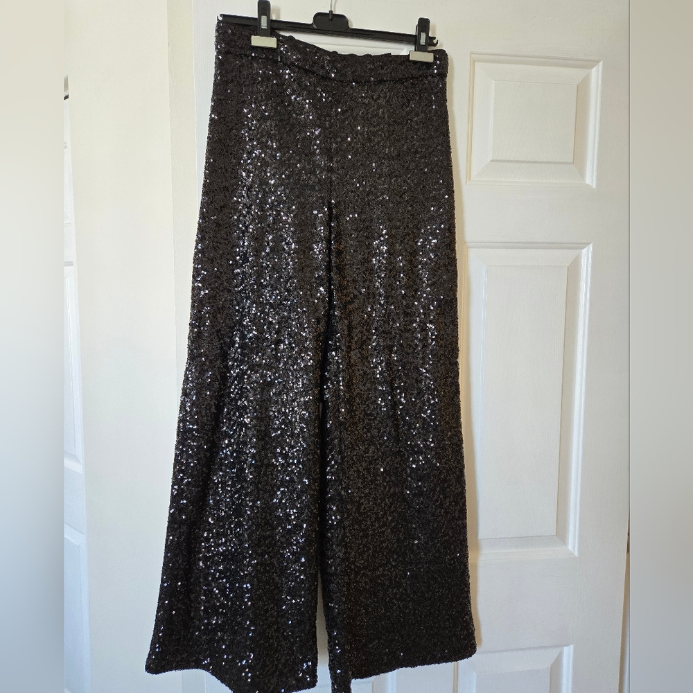 Banana Republic Wide Leg Sequin Pants, Size S